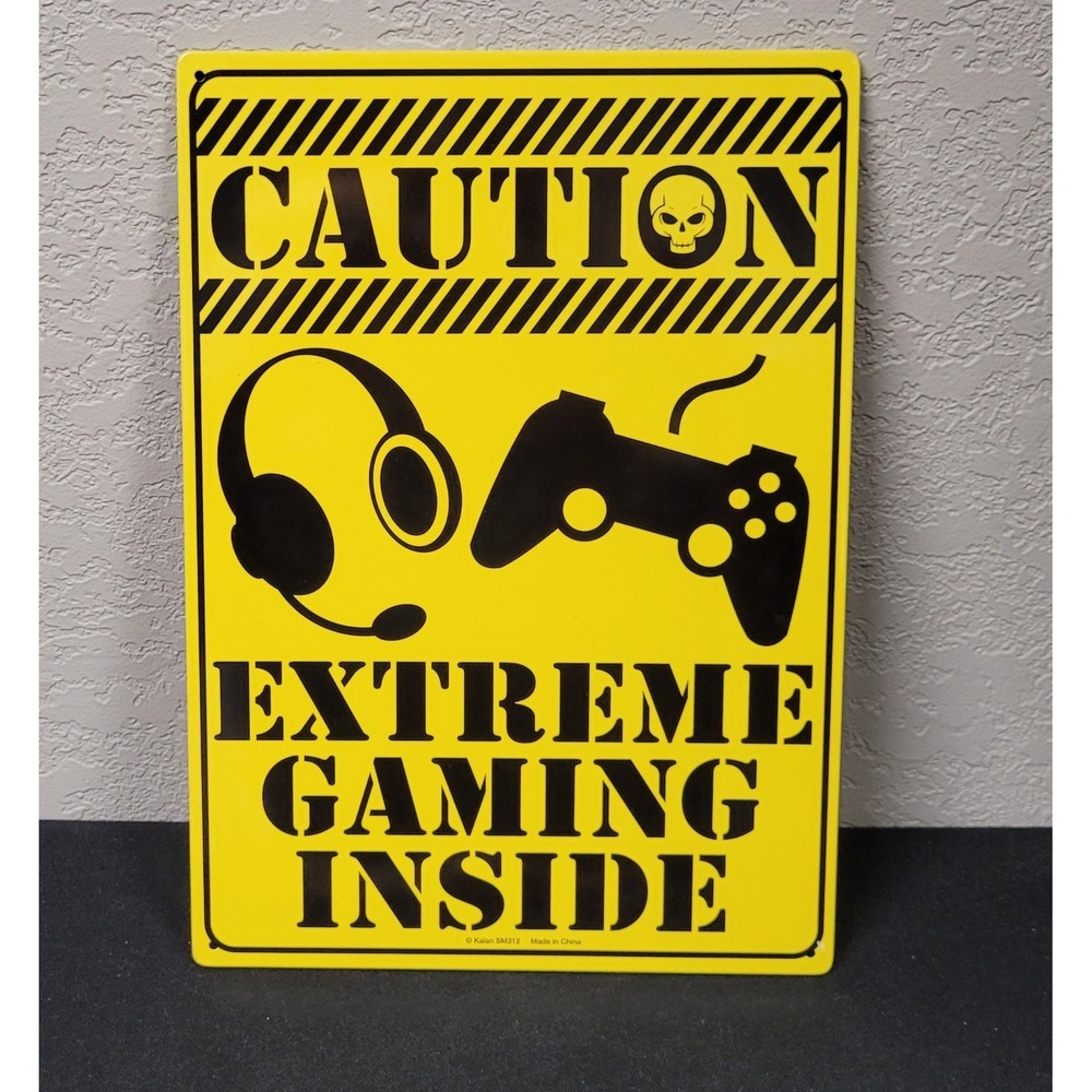 Kalan Accents Caution Extreme Gaming Inside 11.5 X 8 1/4 Metal Sign